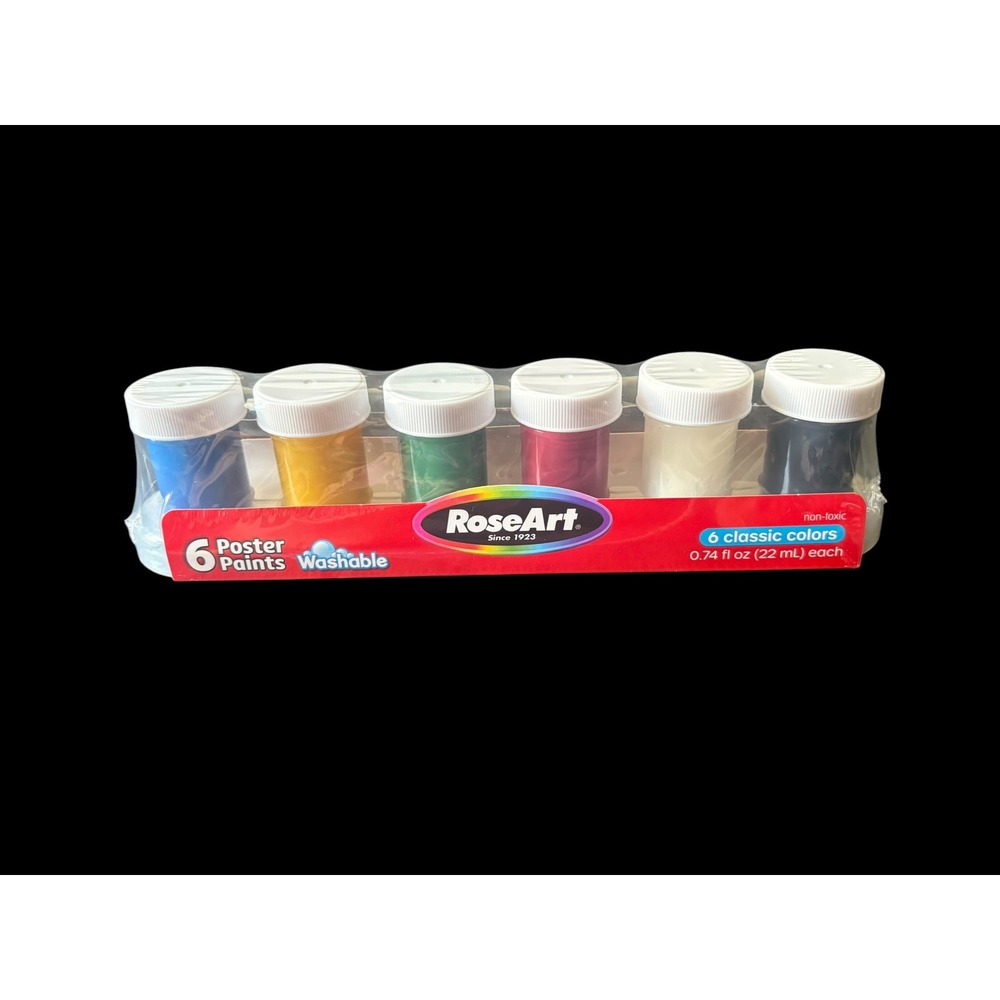 RoseArt Washable Poster Paints 6 Classic Colors 0.74 oz Each Non Toxic New